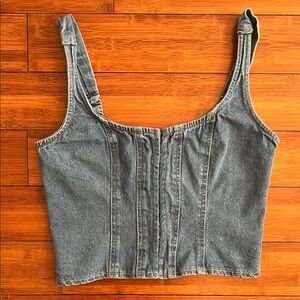 Corset Denim 100% Cotton Top Size L